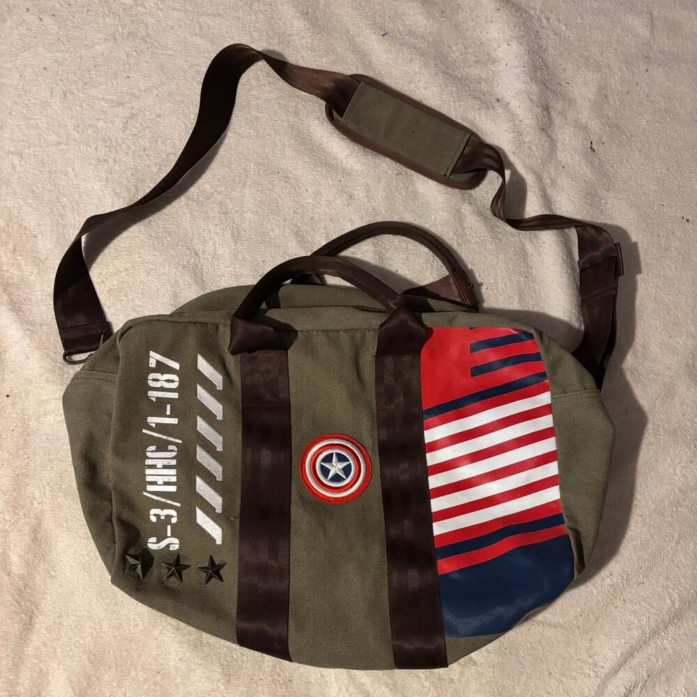 Marvel Captain America Military Style Duffel Bag Gym Travel Canvas